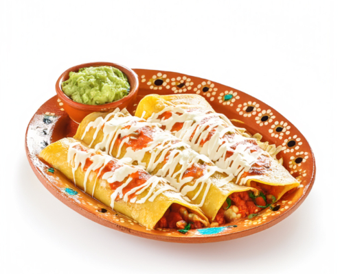 enchiladas enfrijoladas con guacamole