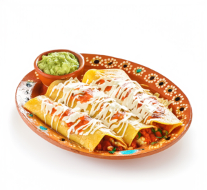 enchiladas enfrijoladas con guacamole